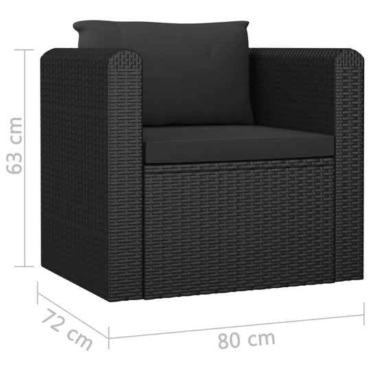 10 Piece Garden Lounge Set with Cushions Poly Rattan Black