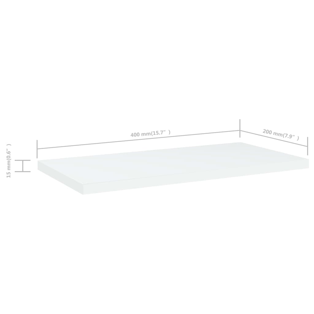 Bookshelf Boards 8 pcs White 40x20x1.5 cm Engineered Wood