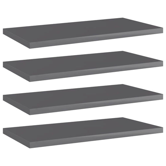 Bookshelf Boards 4 pcs High Gloss Grey 40x20x1.5 cm Engineered Wood