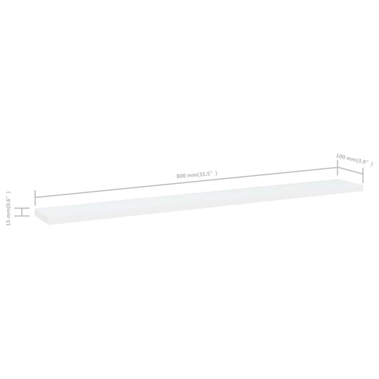 Bookshelf Boards 8 pcs White 80x10x1.5 cm Engineered Wood