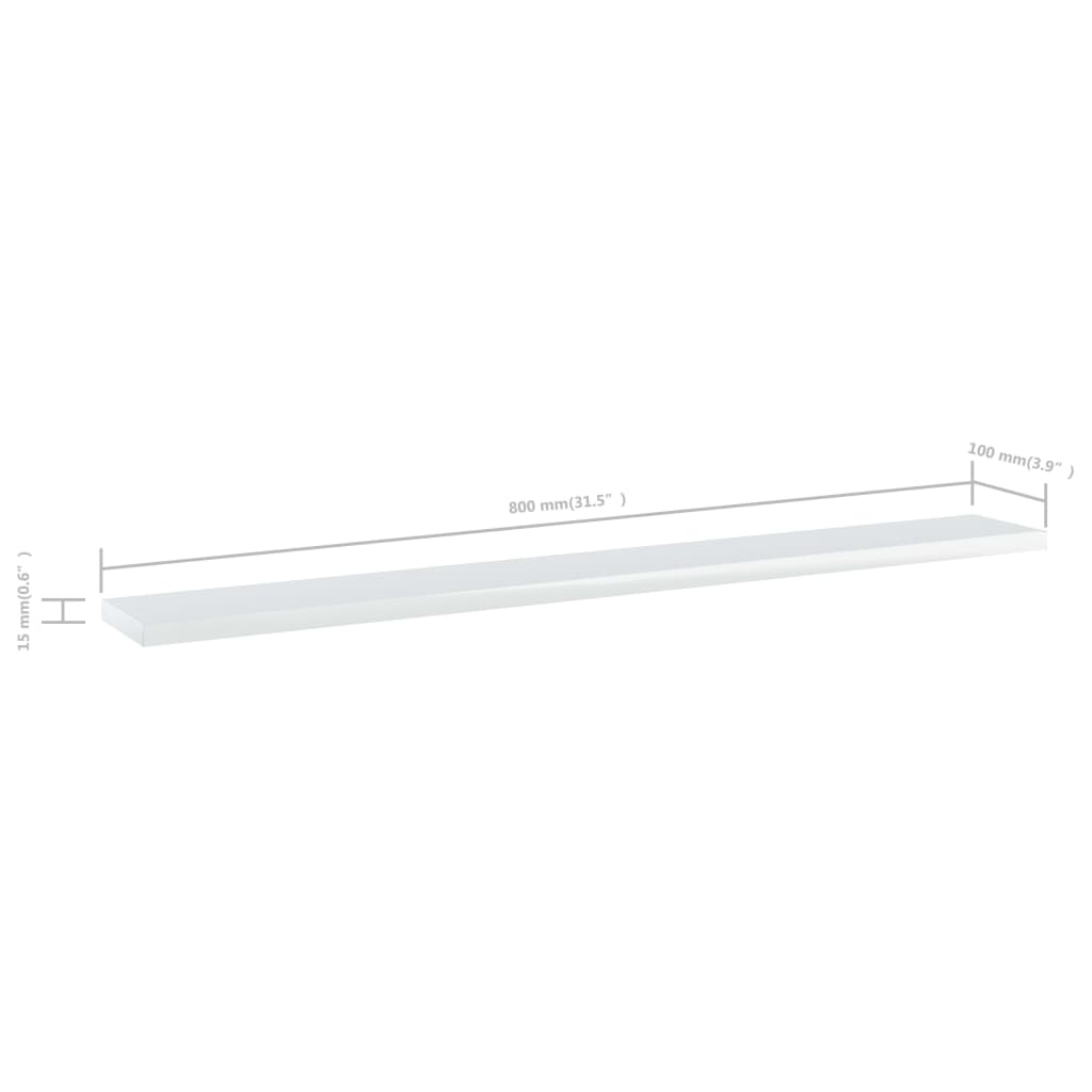 Bookshelf Boards 4 pcs High Gloss White 80x10x1.5 cm Engineered Wood