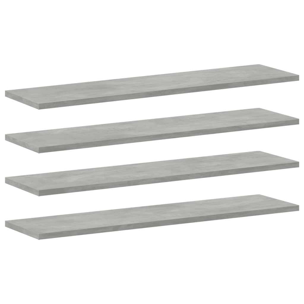 Bookshelf Boards 4 pcs Concrete Grey 80x20x1.5 cm Engineered Wood