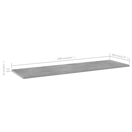 Bookshelf Boards 8 pcs Concrete Grey 100x30x1.5 cm Engineered Wood