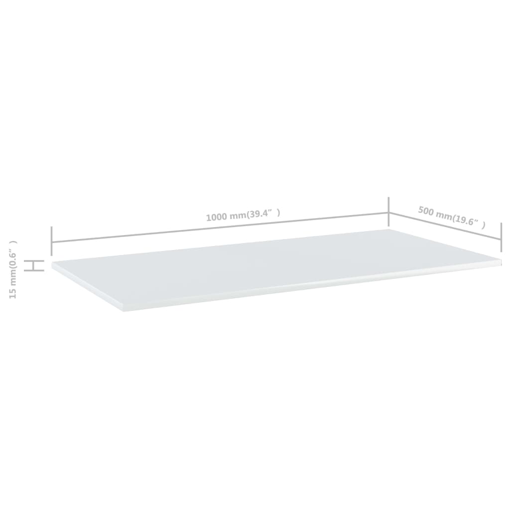 Bookshelf Boards 4 pcs High Gloss White 100x50x1.5 cm Engineered Wood