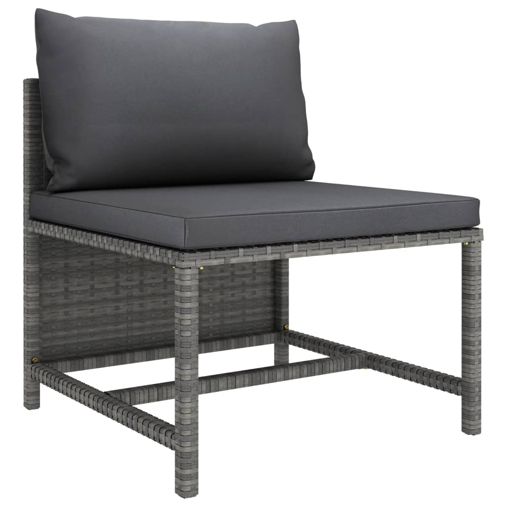 10 Piece Garden Lounge Set with Cushions Poly Rattan Grey