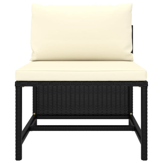 11 Piece Garden Lounge Set with Cushions Poly Rattan Black