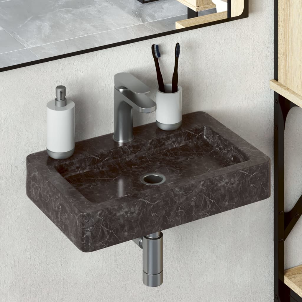 Wall-mounted Sink Black 38x24x6.5 cm Marble