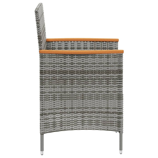 11 Piece Garden Dining Set Grey Poly Rattan