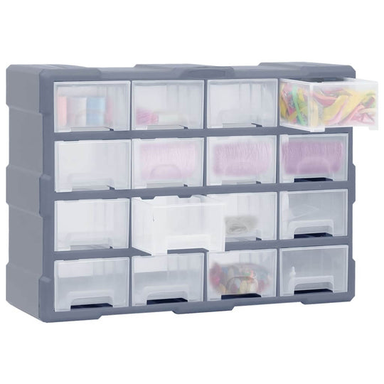 Affordable quality multi-drawer organiser with 16 middle drawers for storing tools, sewing, and nail accessories, 52x16x37 cm.