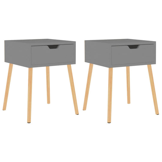 Affordable grey bedside cabinets 2 pcs 40x40x56 cm in engineered wood with modern design, featuring drawer for organized storage, quality and value.