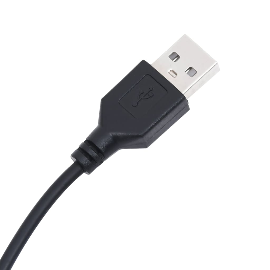 Close-up of a black USB cable connector.