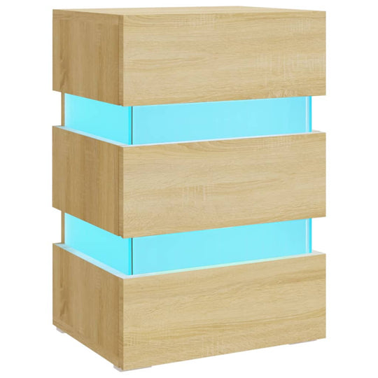 LED Bedside Cabinet Sonoma Oak 45x35x67 cm Engineered Wood