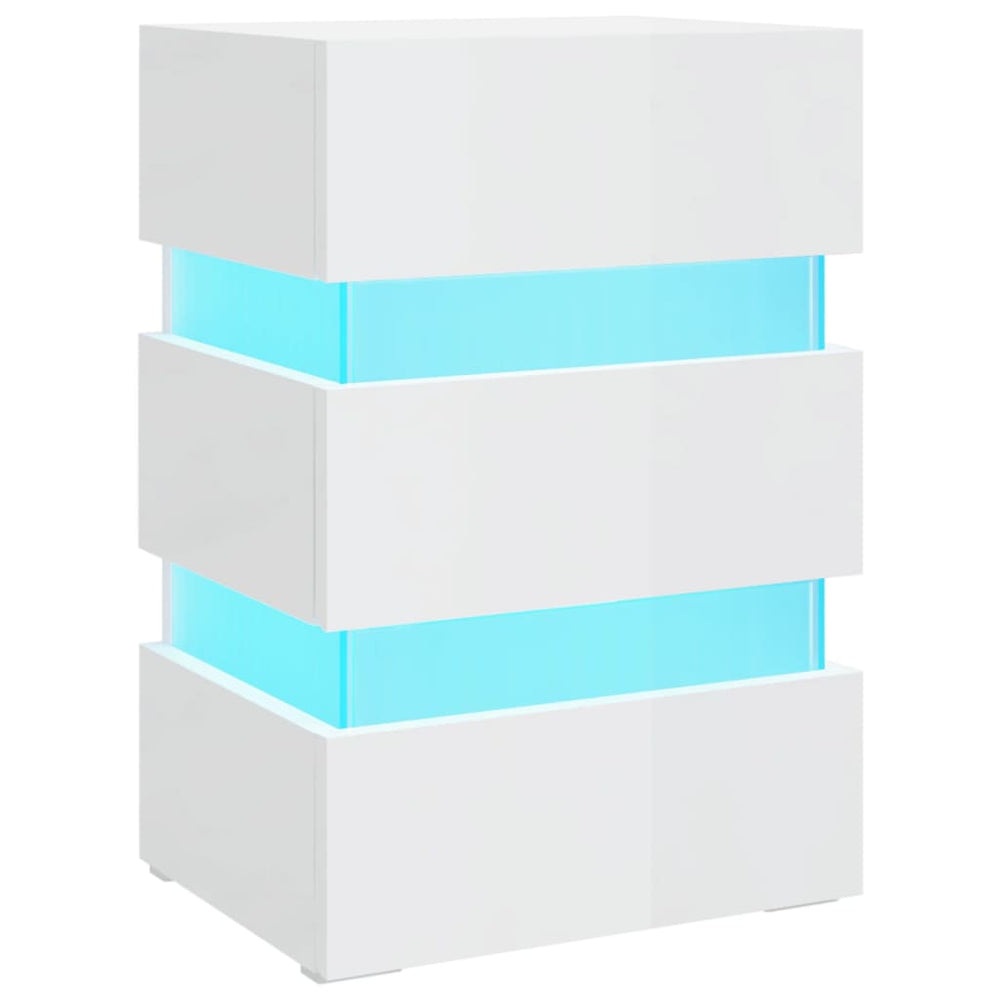 LED Bedside Cabinet High Gloss White 45x35x67 cm Engineered Wood