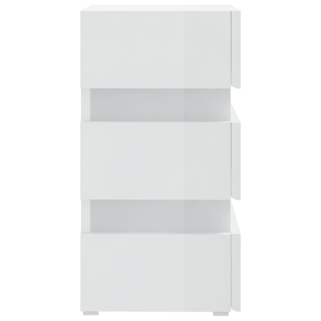 LED Bedside Cabinet High Gloss White 45x35x67 cm Engineered Wood