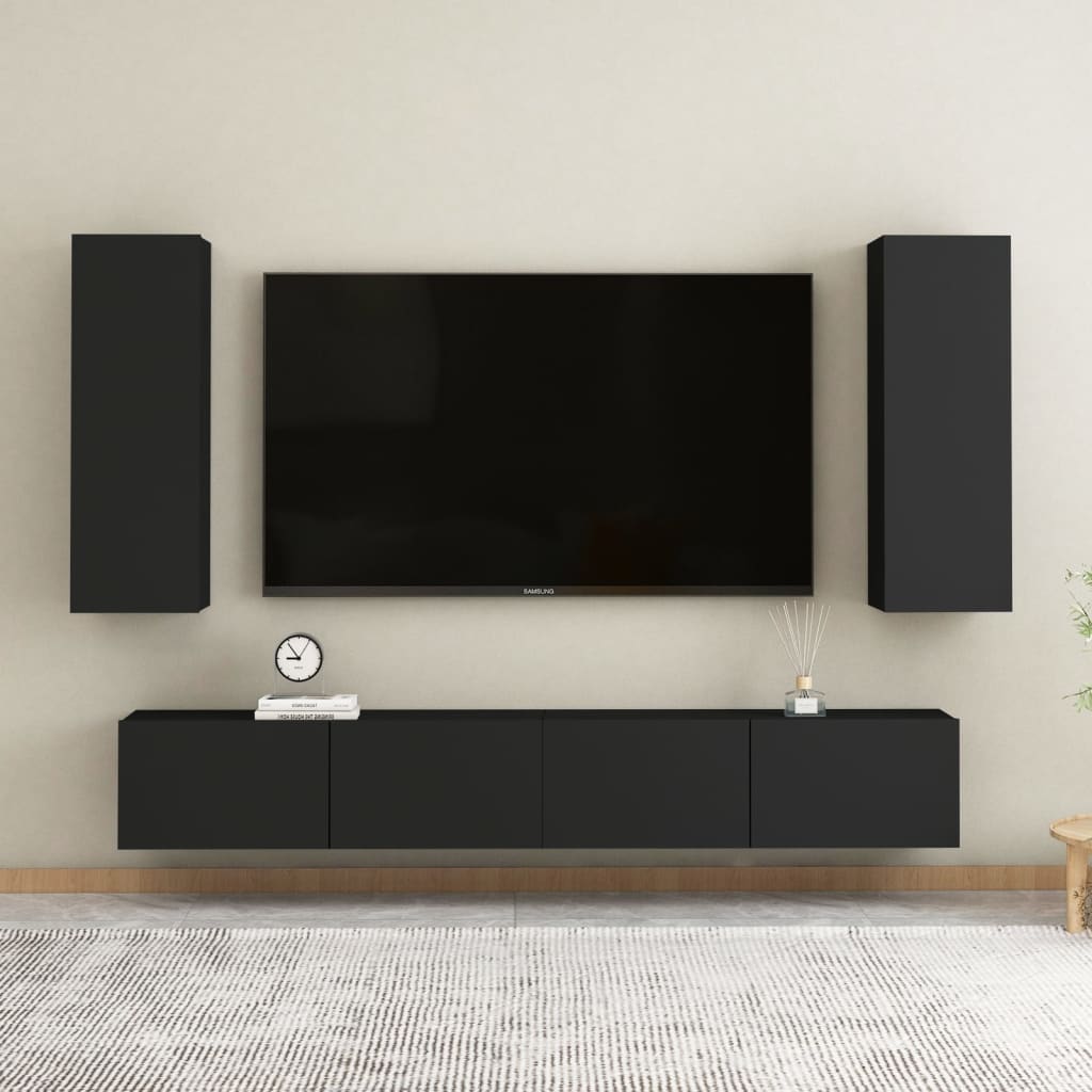 TV Cabinet Black 30.5x30x90 cm Engineered Wood