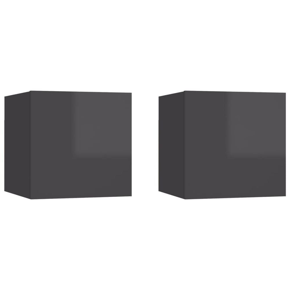 Wall Mounted TV Cabinets 2 pcs High Gloss Grey 30.5x30x30 cm