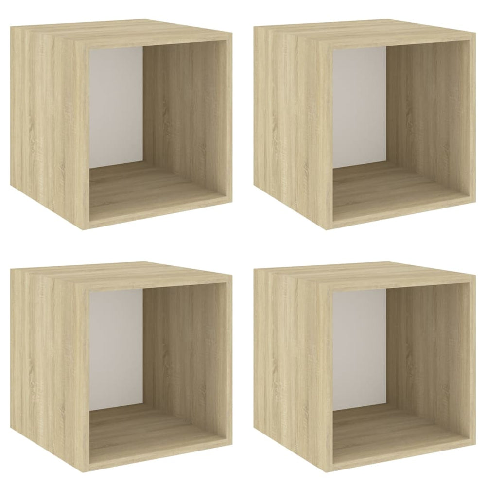 Wall Cabinets 4 pcs White and Sonoma Oak 37x37x37 cm Engineered Wood