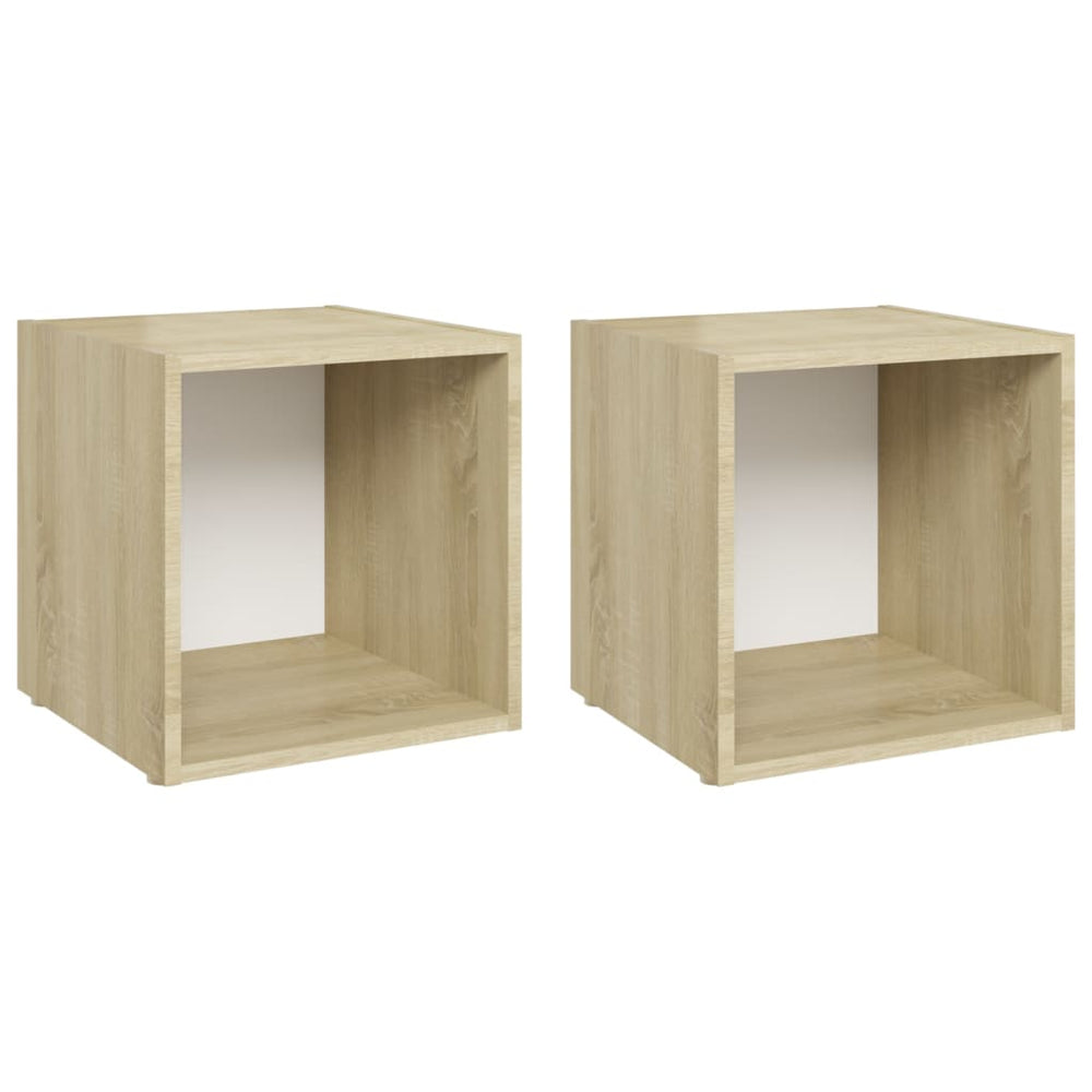 TV Cabinets 2 pcs White and Sonoma Oak 37x35x37 cm Engineered Wood