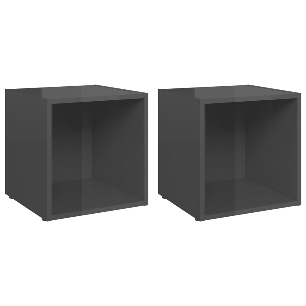 TV Cabinets 2 pcs High Gloss Grey 37x35x37 cm Engineered Wood