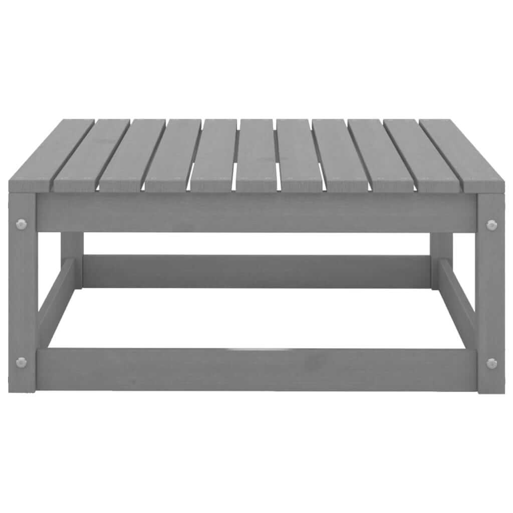 Garden Footstool with Cushion Grey Solid Pinewood