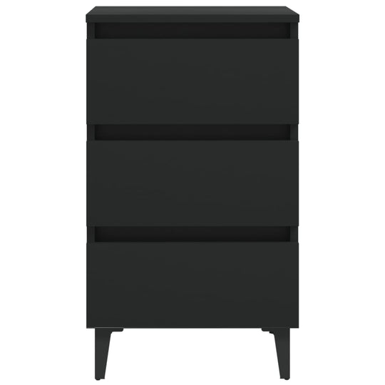 Bed Cabinet with Metal Legs Black 40x35x69 cm