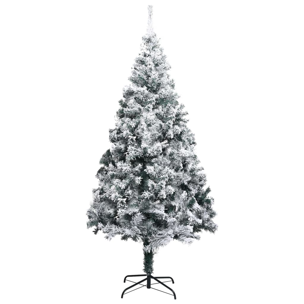 Artificial green Christmas tree with flocked snow, 300 cm, PVC, affordable quality, with steel stand for stability