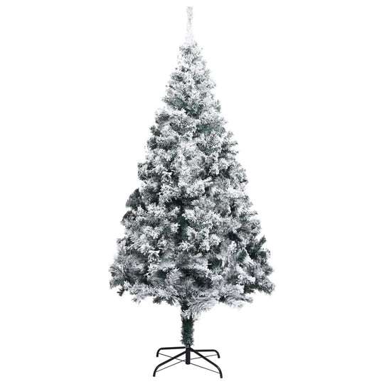 Artificial green Christmas tree with flocked snow, 300 cm, PVC, affordable quality, with steel stand for stability