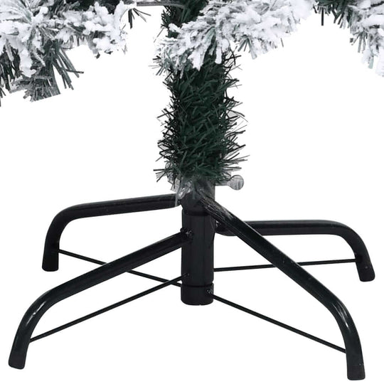 Sturdy steel stand of affordable quality artificial Christmas tree with flocked snow