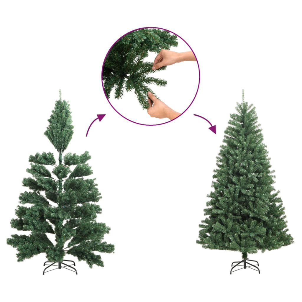 Affordable quality artificial Christmas tree with flocked snow, adjustable branches, and sturdy steel stand, 300 cm green PVC.