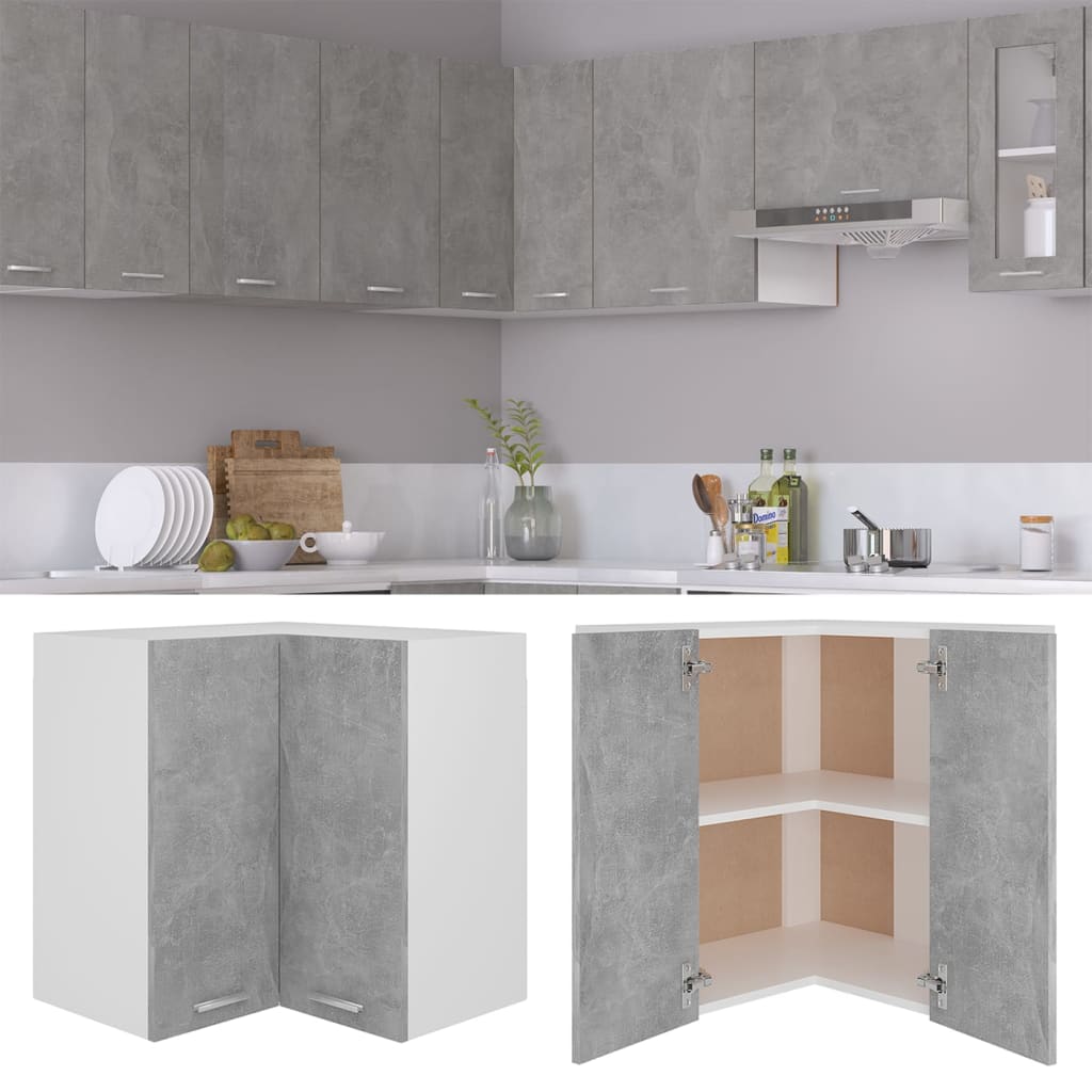 Hanging Corner Cabinet Concrete Grey 57x57x60 cm Engineered Wood