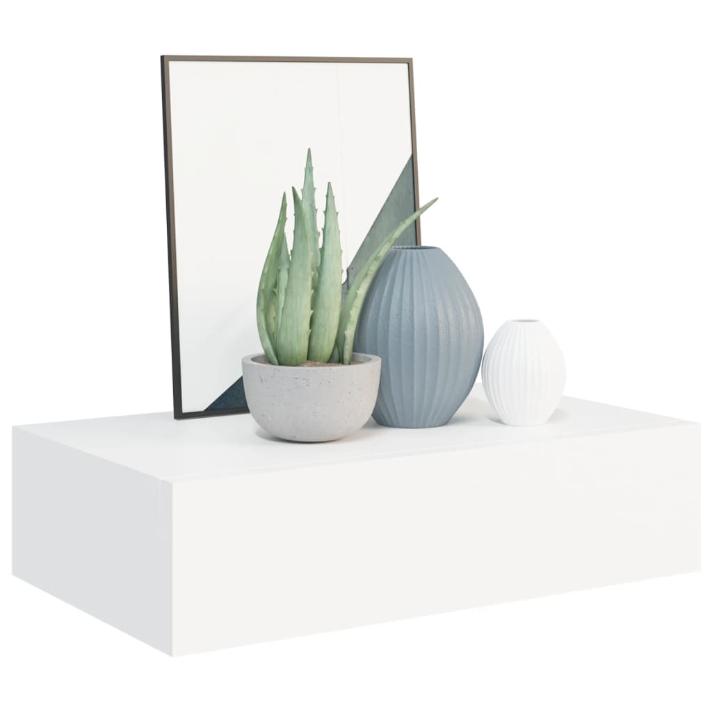 Wall-mounted Drawer Shelf White 40x23.5x10cm MDF