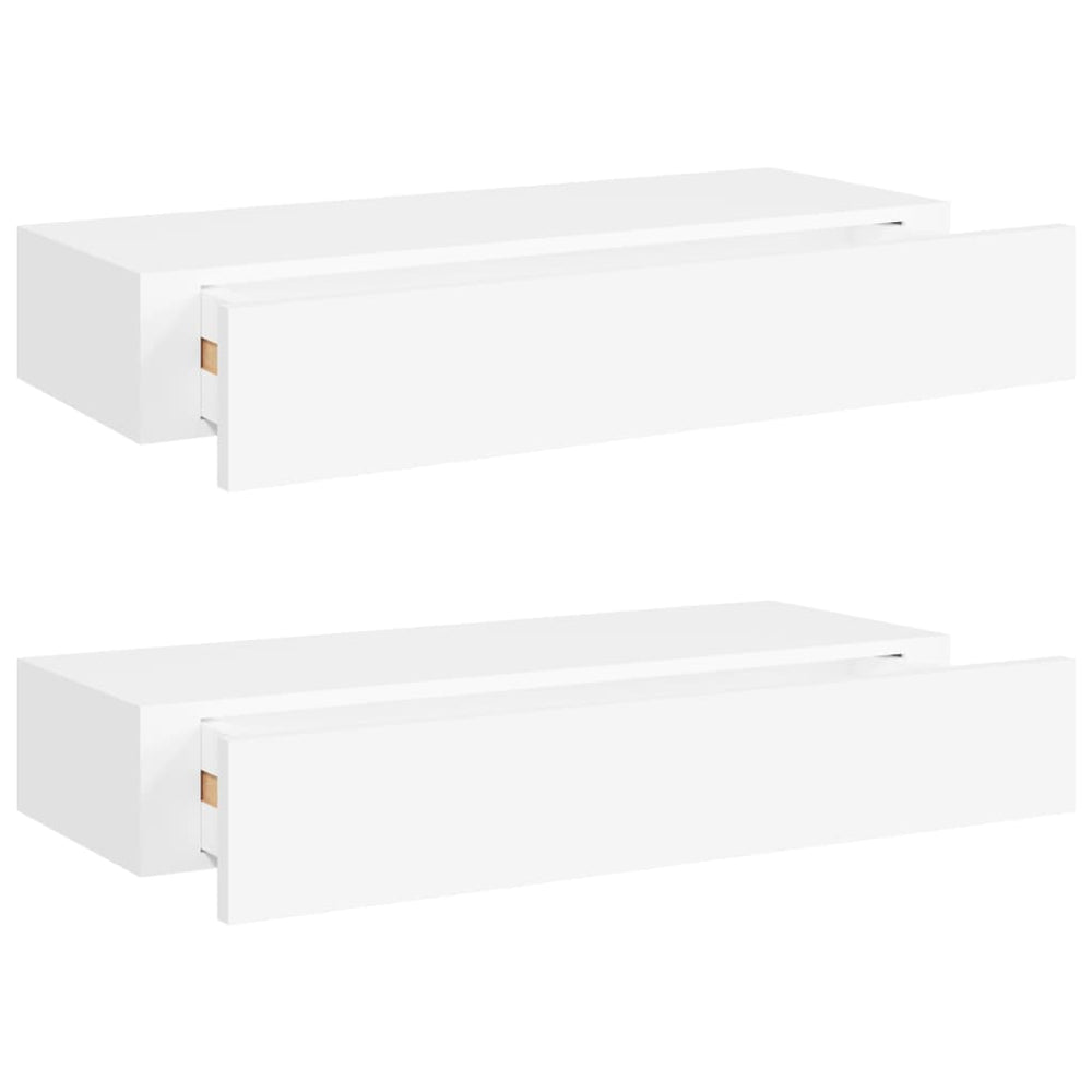 Wall-mounted Drawer Shelves 2 pcs White 60x23.5x10cm MDF