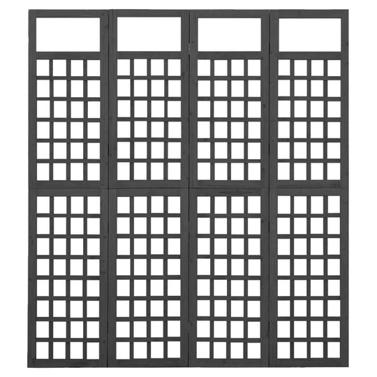 4-Panel Room Divider/Trellis Solid Fir Wood Black 161x180 cm