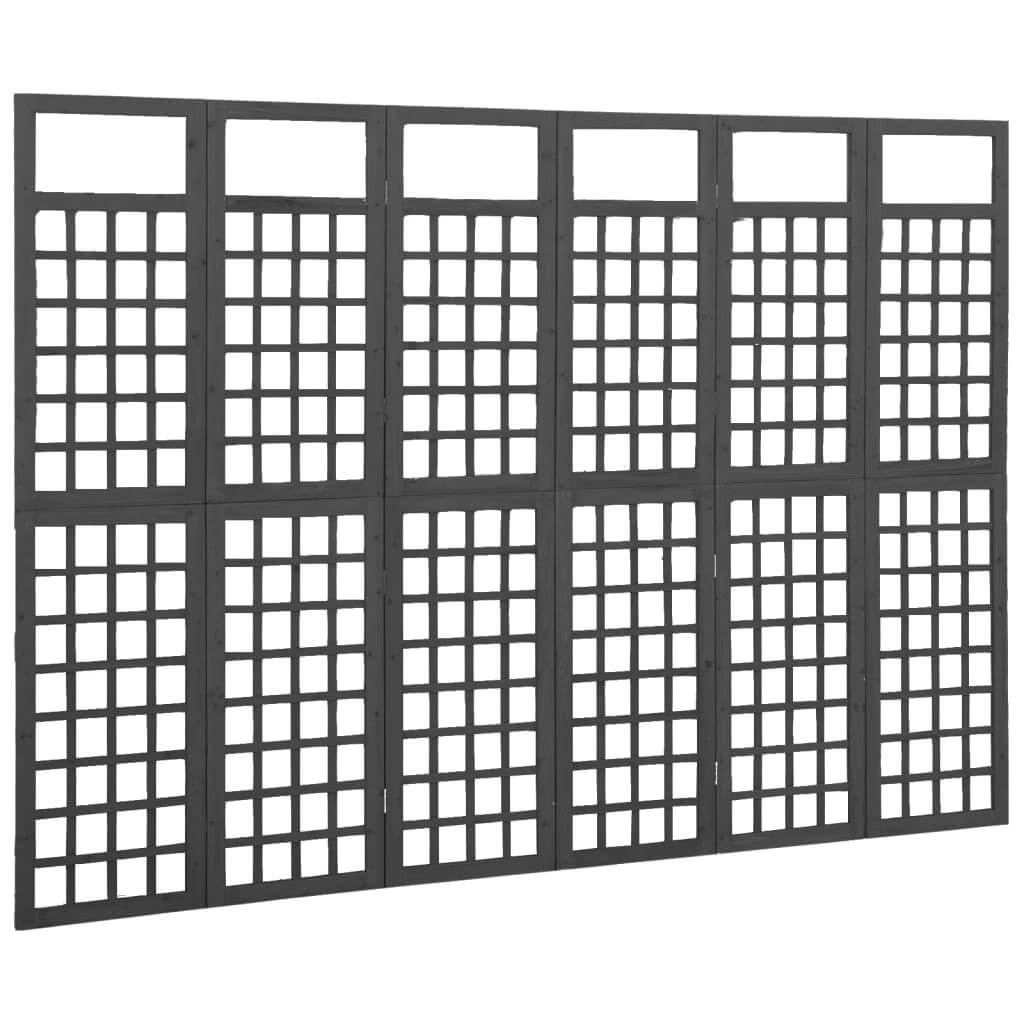 6-Panel Room Divider/Trellis Solid Fir Wood Black 242.5x180 cm