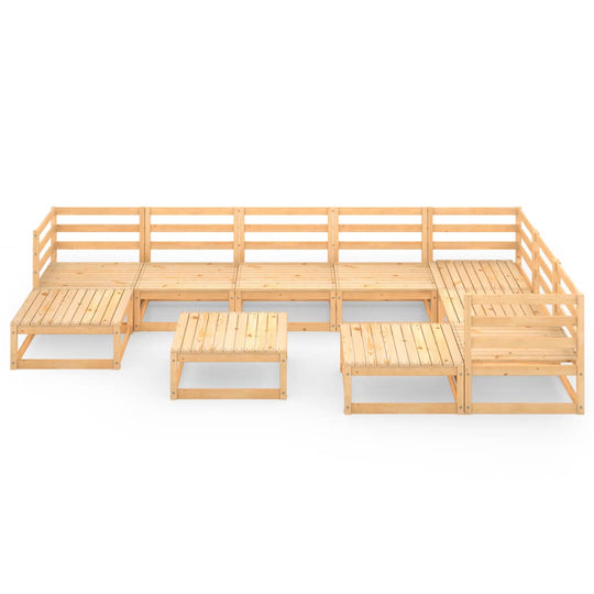 10 Piece Garden Lounge Set Solid Pinewood