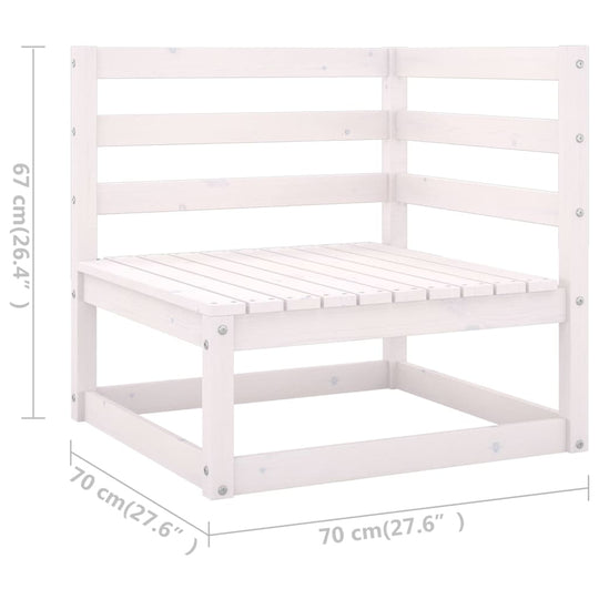 10 Piece Garden Lounge Set White Solid Pinewood