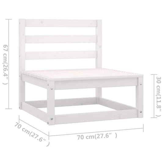 10 Piece Garden Lounge Set White Solid Pinewood