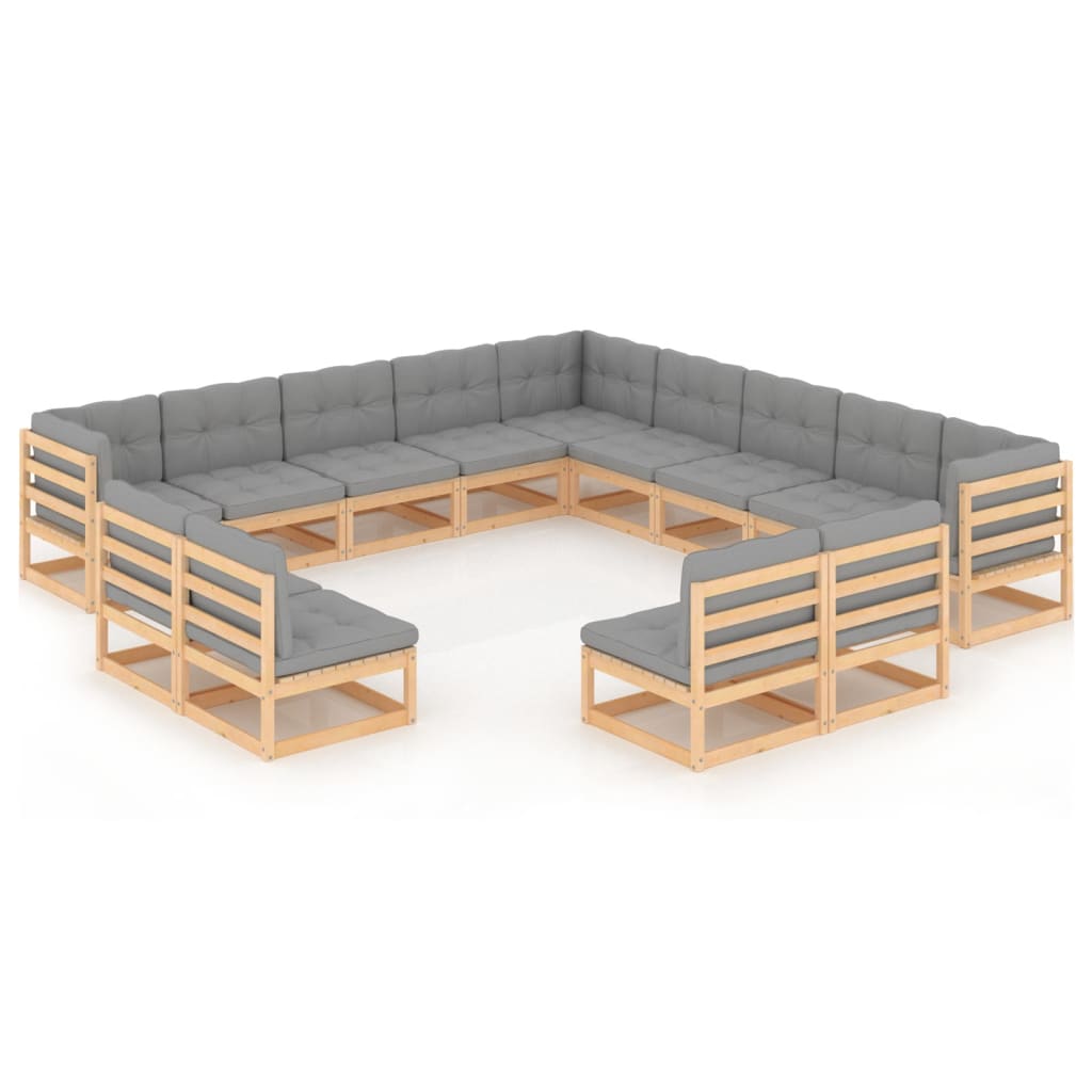 13 Piece Garden Lounge Set with Cushions Solid Pinewood