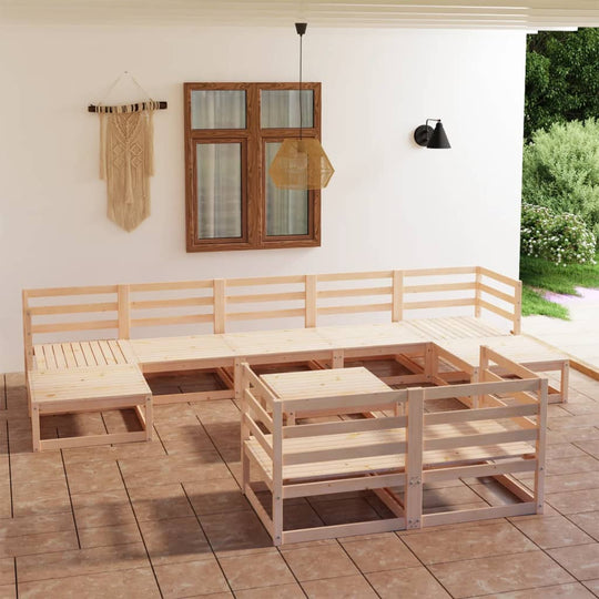 10 Piece Garden Lounge Set Solid Pinewood