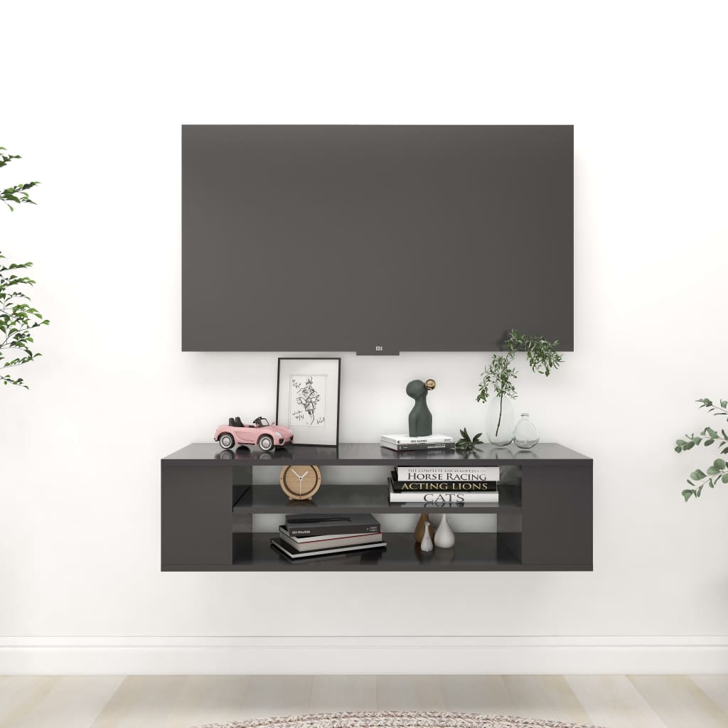 Hanging TV Cabinet Grey 100x30x26.5 cm Engineered Wood