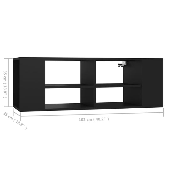 Wall-Mounted TV Cabinet Black 102x35x35 cm Engineered Wood