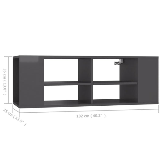 Wall-Mounted TV Cabinet Grey 102x35x35 cm Engineered Wood