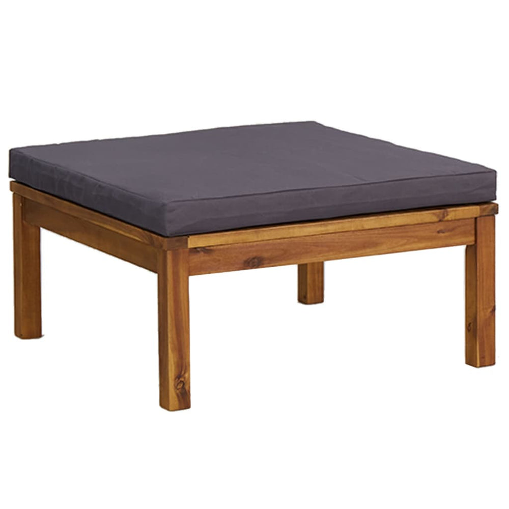 Footrest with Dark Grey Cushion Solid Acacia Wood