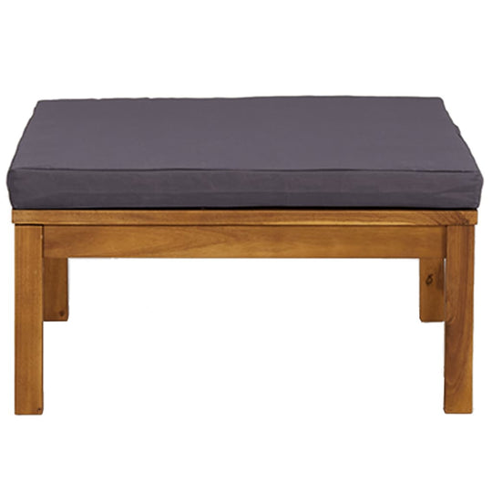 Footrest with Dark Grey Cushion Solid Acacia Wood