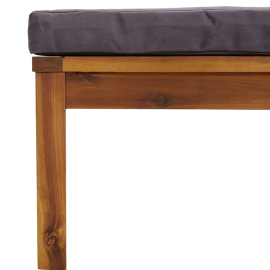 Footrest with Dark Grey Cushion Solid Acacia Wood