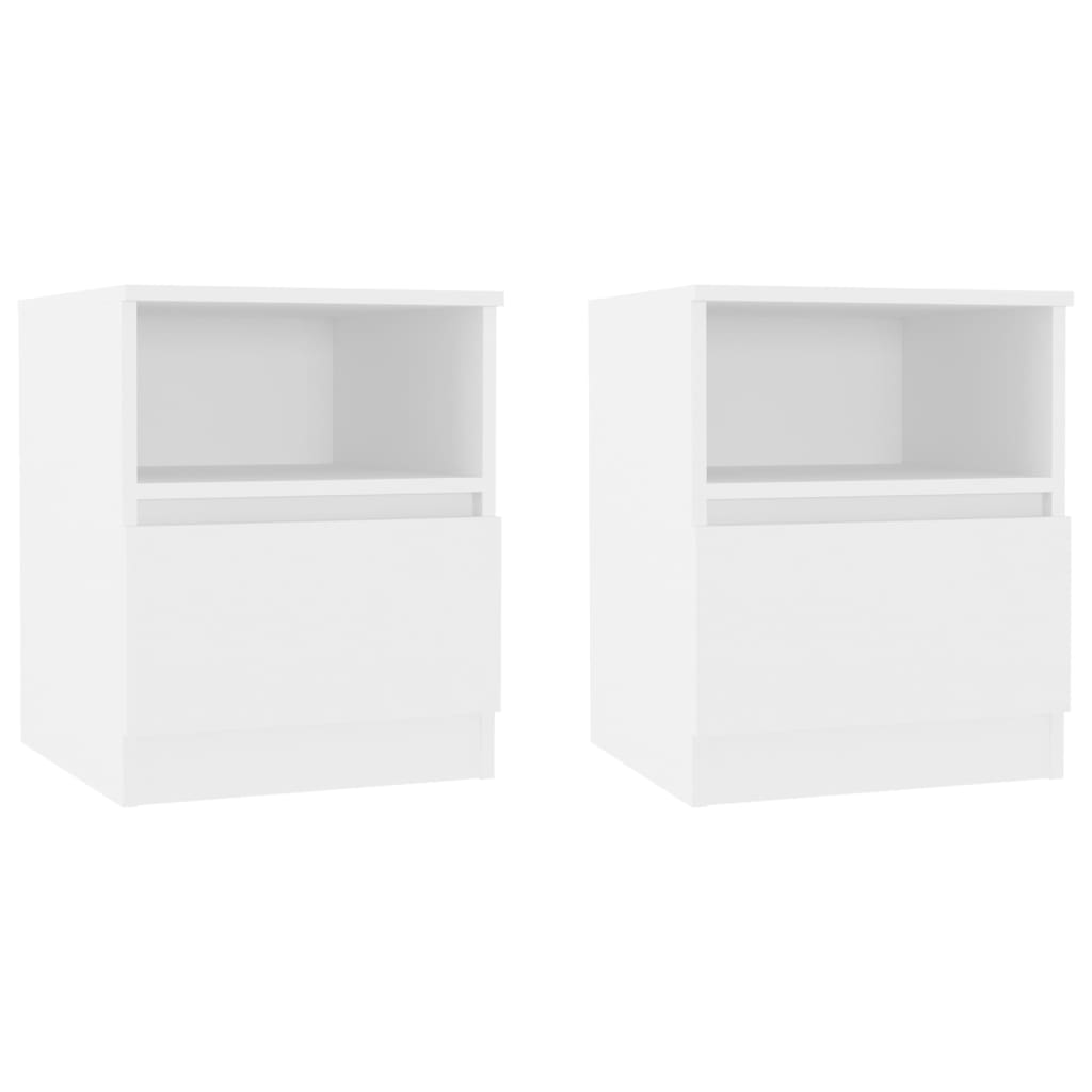 Bed Cabinets 2 pcs White 40x40x50 cm Engineered Wood