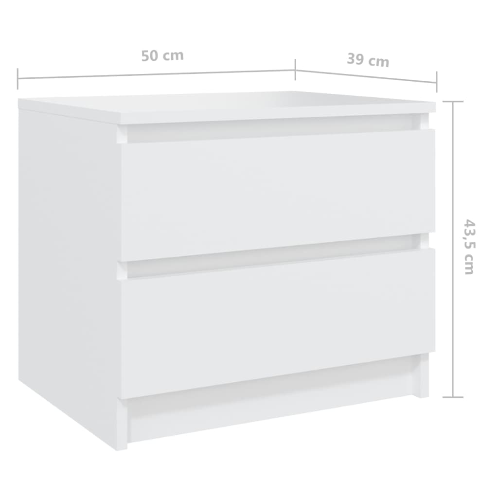 Bed Cabinet White 50x39x43.5 cm Engineered Wood