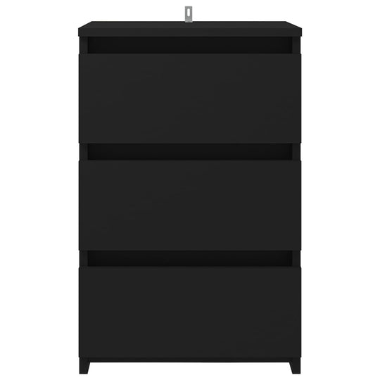 Bed Cabinet Black 40x35x62.5 cm Engineered Wood