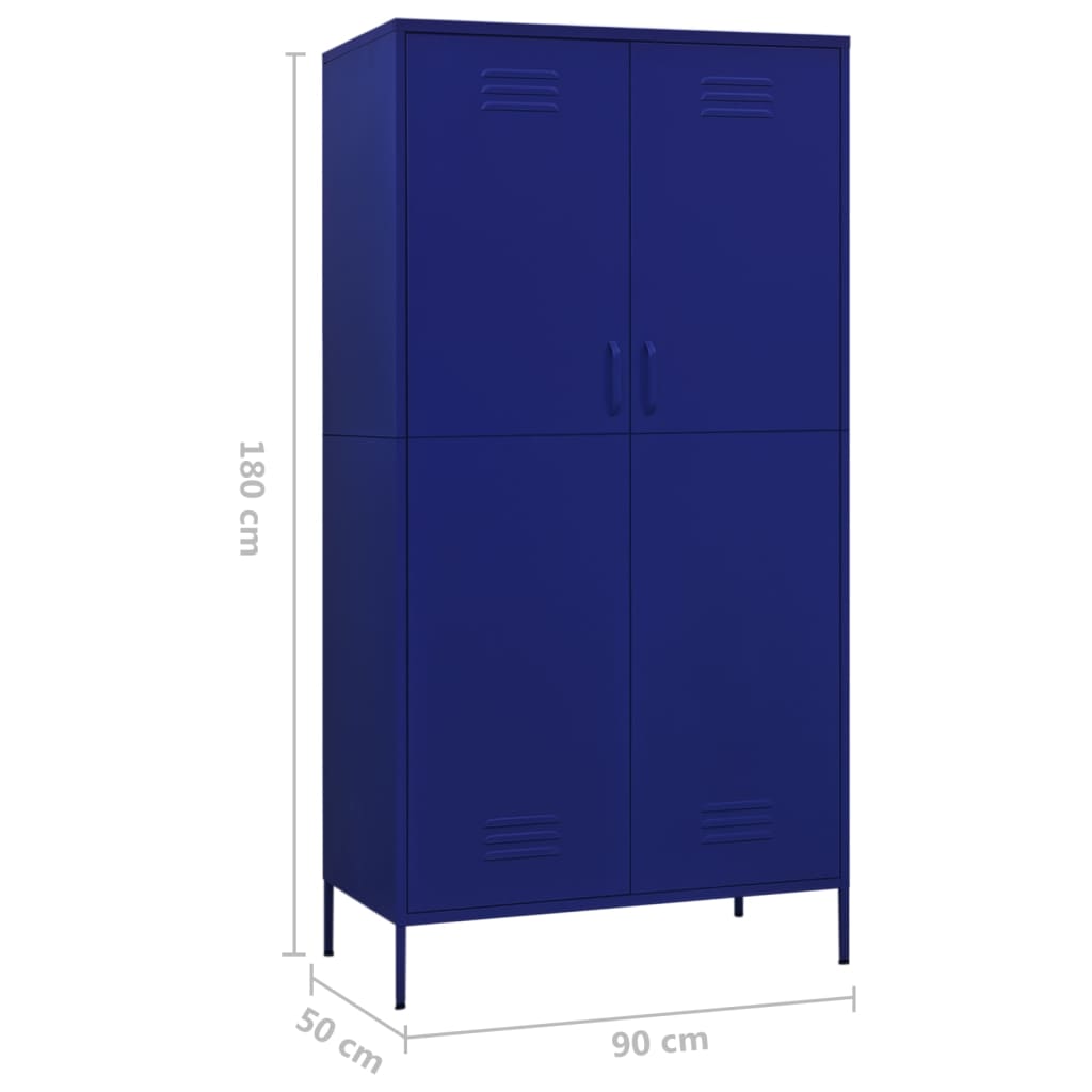 Wardrobe Navy Blue 90x50x180 cm Steel