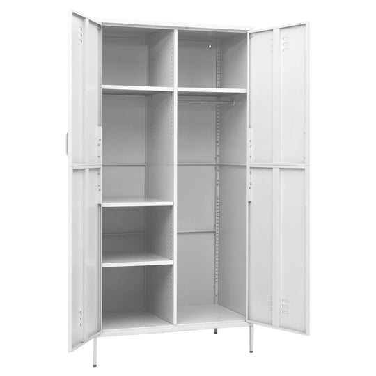 Wardrobe White 90x50x180 cm Steel